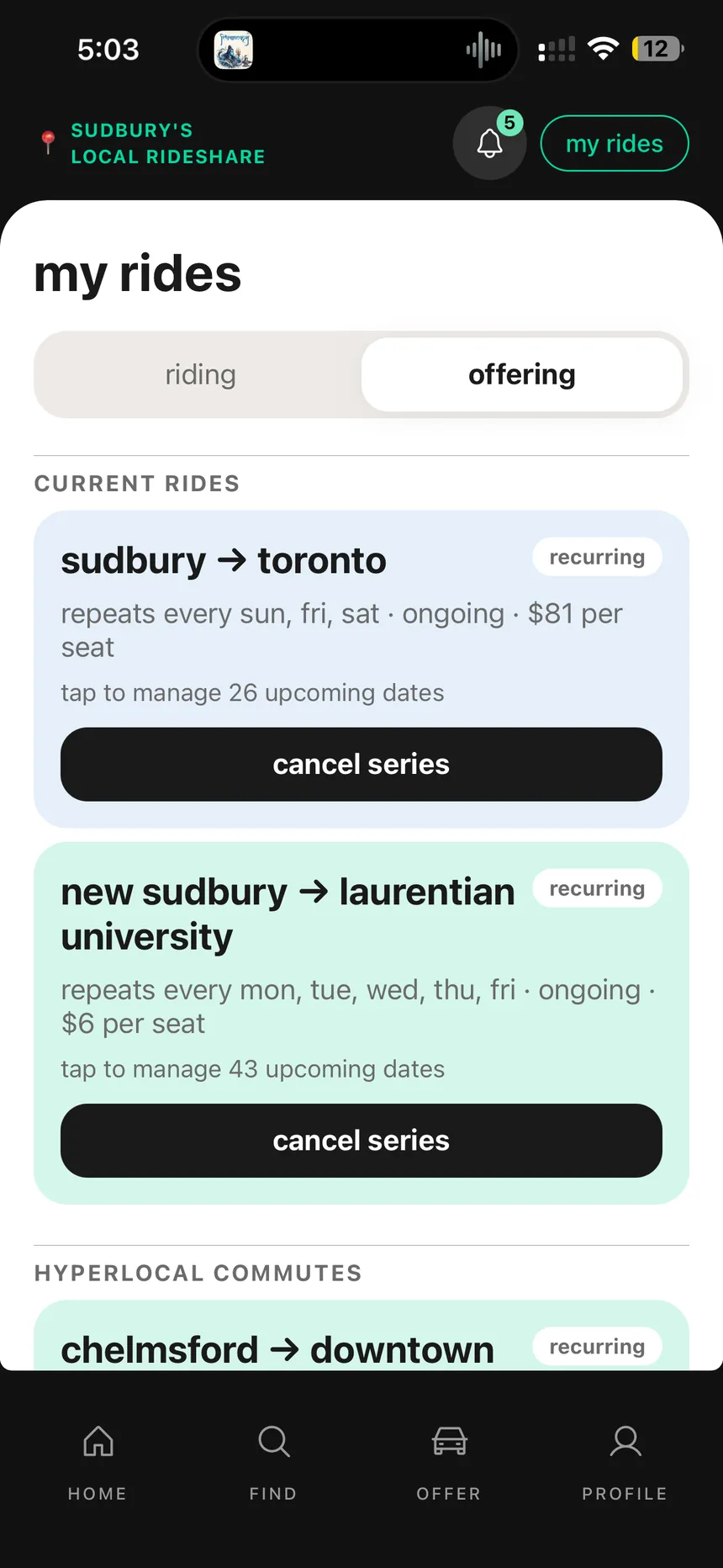 Offering and recurring-series management