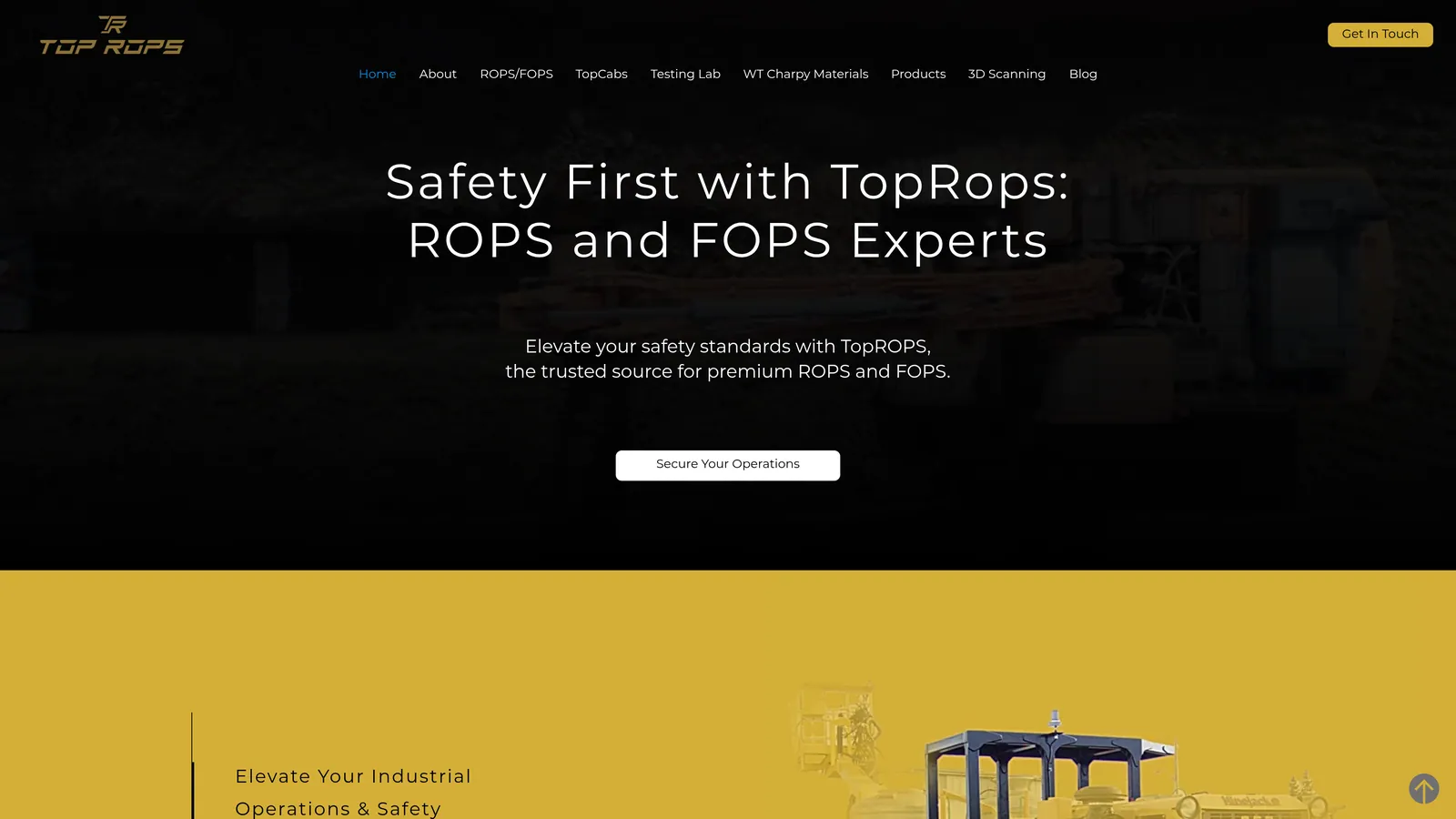 Authentic screenshot of the Toprops website homepage