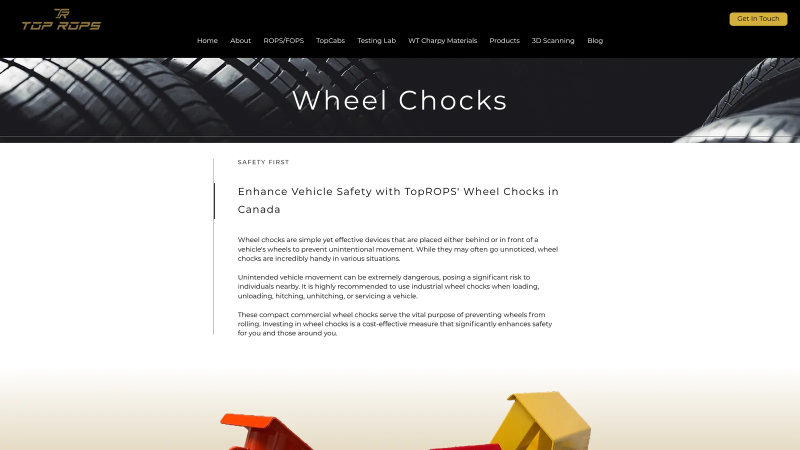 Toprops website — screenshot of second selected page